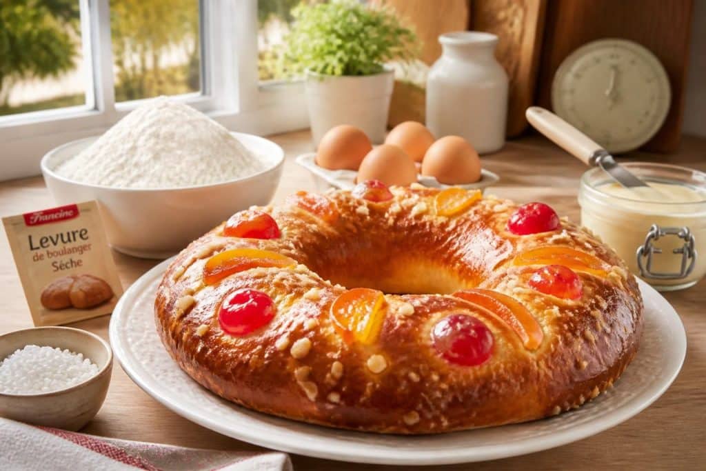 découvrez la recette facile de la couronne des rois, une brioche traditionnelle aux fruits confits, parfaite pour célébrer l'épiphanie en famille.