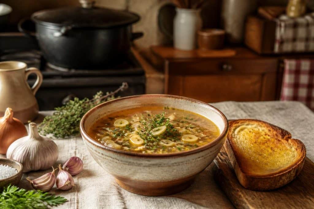 découvrez la recette traditionnelle et facile de la soupe à l’ail de grand-mère, un plat réconfortant et riche en saveurs pour réchauffer vos soirées.